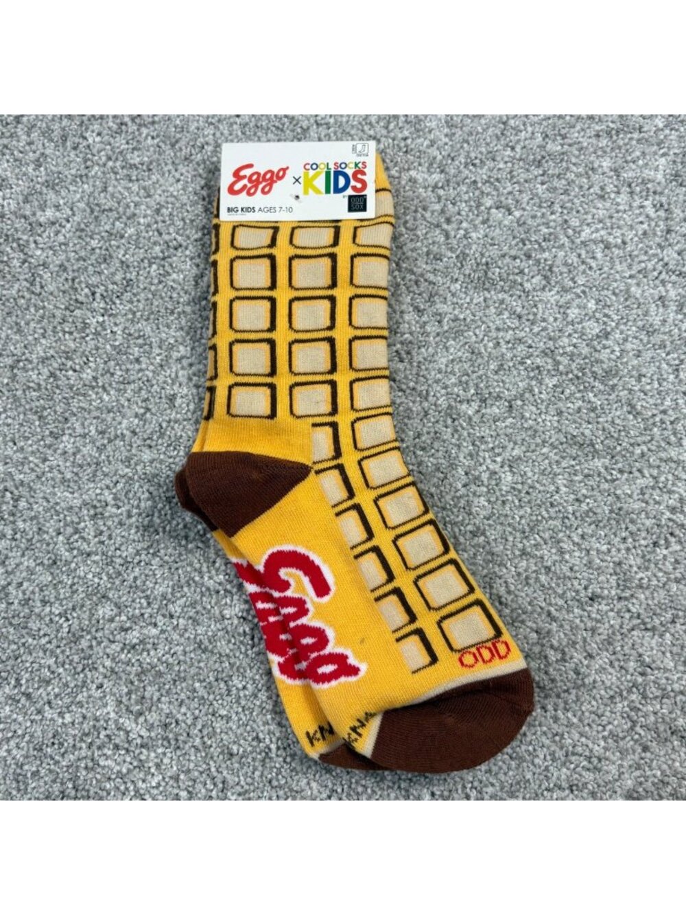 Eggo X Cool Socks Kids Odd Sox Waffle Pattern Crew Socks Ages 7-10